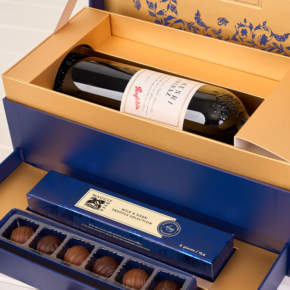The Signature Navy & Gold Penfolds St Henri Shiraz Indulgence Tiered Box - Image 4