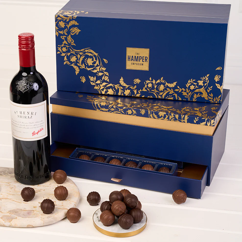 The Signature Navy & Gold Penfolds St Henri Shiraz Indulgence Tiered Box - Image 6