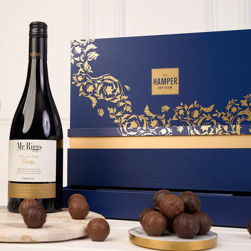 The Signature Navy & Gold Shiraz & Chocolate Indulgence Tiered Box - Image 3